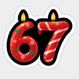 67 Christmas Candles and Candy Holiday (6,7) Six Seve Meme Sticker